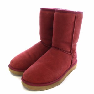 【中古】UGG australia CLASSIC SHORT II ムートンブーツ スエード シープスキン US10 27.0cm 赤 レッド S/N5825