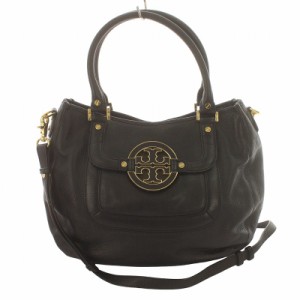 【中古】トリーバーチ TORY BURCH 2way ハンドバッグ ショルダーバッグ アマンダ ロゴ レザー 黒 ブラック JJS03773