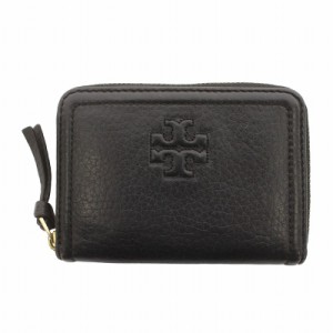 【中古】トリーバーチ TORY BURCH 財布 小銭入れ コインケース ラウンドファスナー ロゴ レザー 黒 ブラック ■GY19