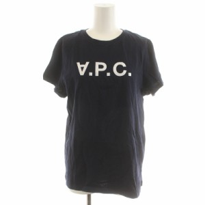 【中古】アーペーセー A.P.C. VPC Tシャツ カットソー 半袖 ロゴ フロッキープリント 反転 L 紺 ネイビー F26944 COBQX