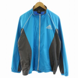 【中古】アディダス adidas クライマプルーフ climaproof ウィンドブレーカー ジャケット ブルゾン L グレー 青