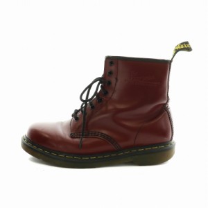 【中古】ドクターマーチン DR.MARTENS レザーブーツ ショート ステッチ レザー 8ホール ロゴ UK8 27cm 赤 レッド 1460