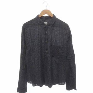 【中古】アルマーニ コレツィオーニ ARMANI COLLEZIONI ドット柄 長袖 カジュアルシャツ XXL 紺 ネイビー