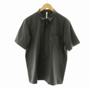 【中古】グラム glamb ボーリングシャツ 半袖 ステンカラー ロゴ 刺繍 4 L グレー ■GY05 /MQ メンズ