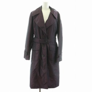 【中古】アクアスキュータム AQUASCUTUM トレンチコート ロング ナイロン 中綿 ベルト付き 9 M 紫