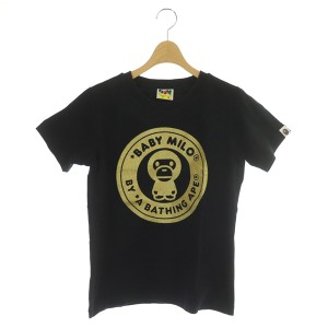 AAPE BY A BATHING APE エーエイプバイアベイシングエイプ フロントロゴプリント半袖Tシャツ AAPTEM0148XXB クルーネックカットソー ブラック