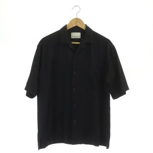【中古】ナンバーナイン NUMBER (N)INE × ステュディオス STUDIOUS オープンカラーシャツ 半袖 サテン 2 紺 ネイビー