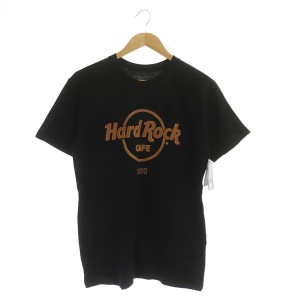 【中古】未使用品 ハードロックカフェ TOKYO MENS BROWN LEATHER LOGO TEE Tシャツ 半袖 クルーネック ロゴ S 黒