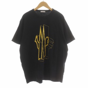 【中古】モンクレール MONCLER MAGLIA T-SHIRT 3Dロゴ  Tシャツ カットソー 半袖 プリント L ブラック 黒