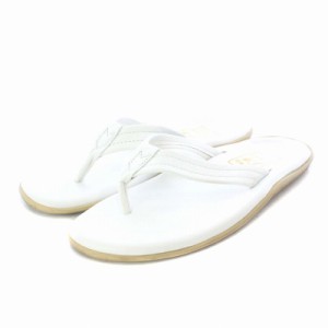 【中古】アイランドスリッパ ISLAND SLIPPER ビーチサンダル トング レザー ロゴ 10 28cm 白 ホワイト