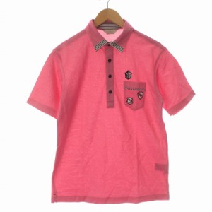 【中古】アダバット adabat ポロシャツ 半袖 ボタンダウン 48 L ピンク /IR ■GY01 メンズ