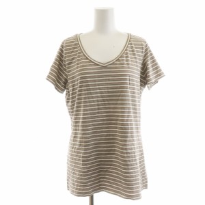 【中古】マックスマーラ ウィークエンドライン MAX MARA WEEKEND LINE 半袖Tシャツ カットソー ボーダー L 茶 白