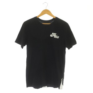 【中古】ナイキ NIKE HYBRID JDI TEE Tシャツ 半袖 JUST DO IT プリント クルーネック コットン L 黒 ブラック