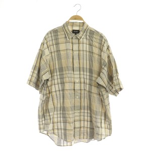 【中古】ビームス BEAMS チェックシャツ 半袖 コットン S ベージュ /MY ■GY01 メンズ