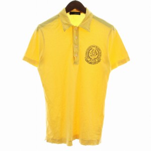 【中古】ディースクエアード DSQUARED2 ポロシャツ 半袖 プリント ダメージ加工 M イエロー 黄色