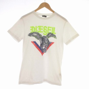 【中古】DIESEL Tシャツ カットソー 半袖 クルーネック ロゴ プリント M 白 00SW7D-T-DIEGO-A4-0BASU