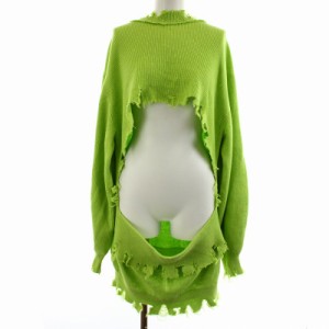 【中古】トーガ アーカイブス 21SS frayed knit pullover フライ ニット セーター 長袖 TA11-XN029 36 M 黄緑
