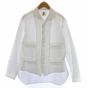 【中古】YOHJI YAMAMOTO B シャツ 長袖 比翼ボタン 開襟 オープンカラー ステンカラー 1 S 白 ホワイト