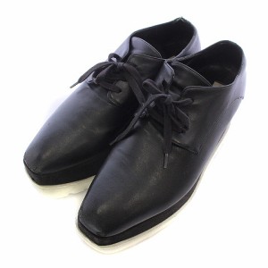 【中古】ステラマッカートニー Elyse Platforms ドレスシューズ スクエアトゥ 厚底 37.5 24.5cm 黒 ブラック 白