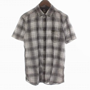 【中古】ディーゼル DIESEL インダストリー INDUSTRY 半袖シャツ オンブレチェック S 黒 ブラック 白