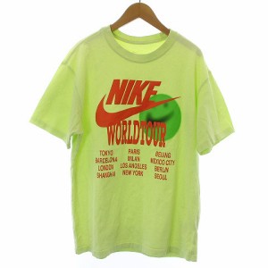 【中古】NIKE AS M NSW TEE WORLD TOUR LT LIQUID LIME Tシャツ カットソー 半袖 ロゴ プリント M ライトグリーン