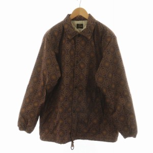 【中古】Needles Coach Jacket Poly Taffeta コーチジャケット 中綿キルティング 長袖 総柄 L 茶 紫 DI041