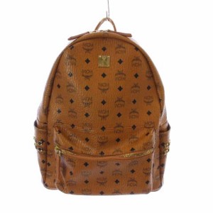 【中古】MCM リュックサック バックパック デイパック レザー ヴィトセス柄 総柄 スタッズ ロゴプレート 茶色