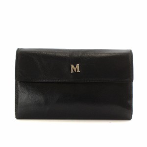 【中古】マックスマーラ MAX MARA 長財布 三つ折り Wホック レザー 黒 ブラック /AQ ■GY18 レディース