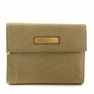 【中古】マックスマーラ MAX MARA 三つ折り財布 ウォレット ロゴプレート キャンバス カーキ ベージュ /AQ ■GY18