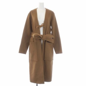 【中古】セリーヌ CELINE 16AW フィービー期 ガウンコート カラーレスコート アウター ロング カシミヤ 34 S 茶