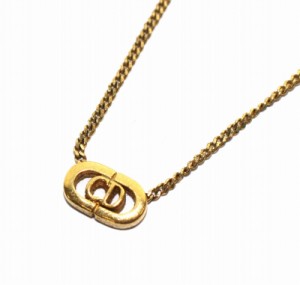 【中古】クリスチャンディオール Christian Dior CDロゴ モチーフ ネックレス ペンダント ゴールドカラー