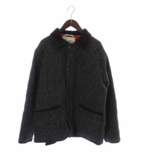 【中古】PEREGRINE Harris Tweed 英国製 中綿ジャケット ウール ヘリンボーン ジップアップ L グレー PG87668