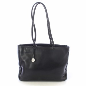 【中古】フルラ FURLA トートバッグ フェイクレザー ロゴチャーム 型押し 黒 ブラック /KW ■GY19 レディース