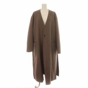 【中古】トゥデイフル TODAYFUL Reverstitch Wool Coat ノーカラーコート ロング ウール混 36 S 茶 ブラウン ■GY03