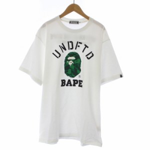 【中古】A BATHING APE × UNDEFEATED COLLEGE TEE カレッジ Tシャツ カットソー 半袖 迷彩 カモフラ 天竺 XL 白