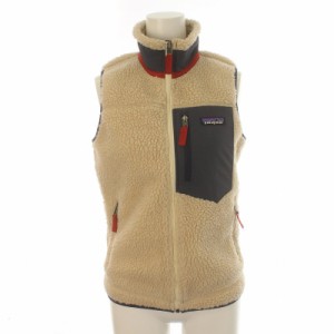 【中古】パタゴニア Patagonia 19AW クラシック レトロX ベスト フリース ボア ジップアップ XXS ベージュ 紺 23083