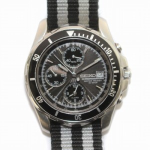 【中古】SEIKO PROSPEX プロスペックス 腕時計 ウォッチ クロノグラフ クオーツ 文字盤黒 シルバー色 7T62-0DT0