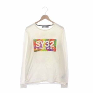 【中古】SY32 by SWEET YEARS Tシャツ カットソー 長袖 クルーネック ロゴ タイダイ柄 プリント M 白 TNS1737J