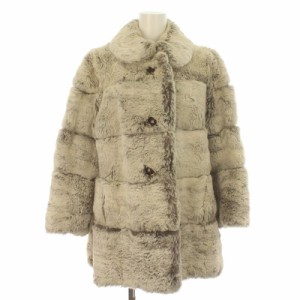 【中古】オズ OS FUR FASHION ファーコート ラビット 毛皮 ハーフ アウター 総裏地 白 ホワイト ■GY18 レディース