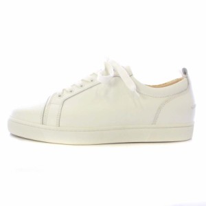 【中古】Christian louboutin ヤングルイスジュニア スニーカー レザー ローカット 42 27cm 白 ゴールド色