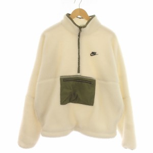 【中古】NIKE CLUB+ WINTER HRLF ZIP ANORAK ウィンター ハーフ ジップ アノラック フリース ジャケット ボア Ｌ白