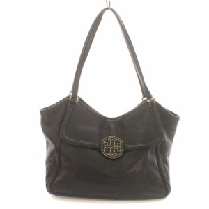 【中古】トリーバーチ TORY BURCH ハンドバッグ ワンショルダーバッグ ロゴプレート レザー 黒 ブラック