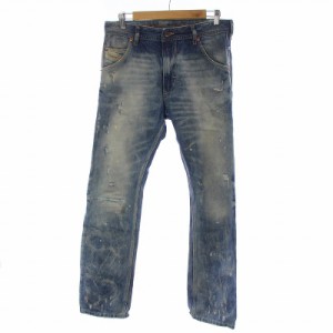 【中古】DIESEL KROOLEY デニム パンツ ジーンズ ジーパン ボトムス ストレート ダメージ クラッシュ加工 W29 S