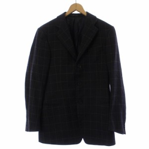 【中古】エンポリオアルマーニ EMPORIO ARMANI テーラードジャケット 3B ウール チェック柄 総裏地 36 S 濃紺