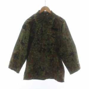 【中古】ノーブランド品 カモフラジャケット 陸上自衛隊 迷彩戦闘服 ミリタリー柄 ワッペン 緑 グリーン 茶 ブラウン