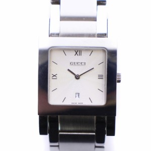【中古】GUCCI ジャンク品 timepieces 腕時計 クォーツ スクエア デイト ローマン 白文字盤 シルバーカラー 7900M.1
