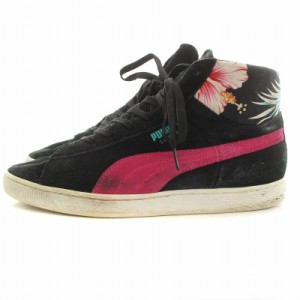 【中古】PUMA スウェード ミッド クラシック トロピカリア パック スニーカー シューズ ハイカット 花柄 US10 28cm 黒