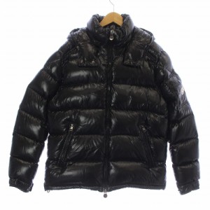 【中古】MONCLER 16AW MAYA GIUBBOTTO マヤ シャイニー ダウンジャケット ジップアップ ロゴパッチ 4 XXL 黒