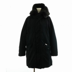 【中古】ウールリッチ WOOLRICH ダウンコート コクーンパーカー ミドル ラビットファー フード 長袖 S 黒