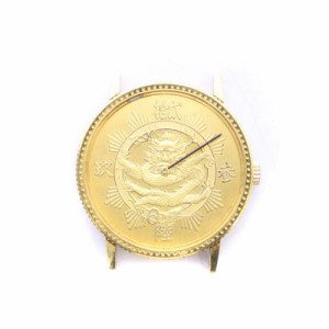 【中古】CITIZEN ジャンク品 腕時計 手巻き 日中友好 1973 記念時計 コインウォッチ 龍 ゴールドカラー 風防欠品